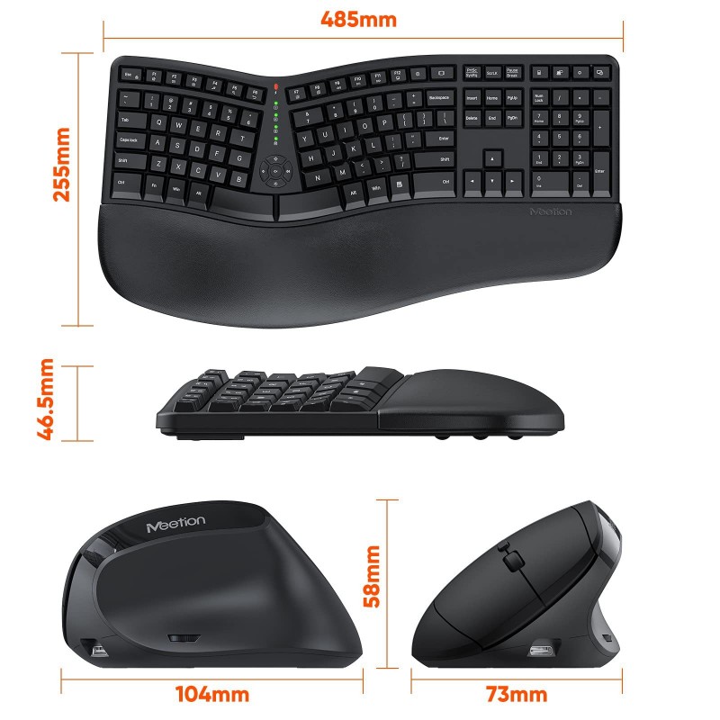 Juego de teclado y ratón ergonómicos